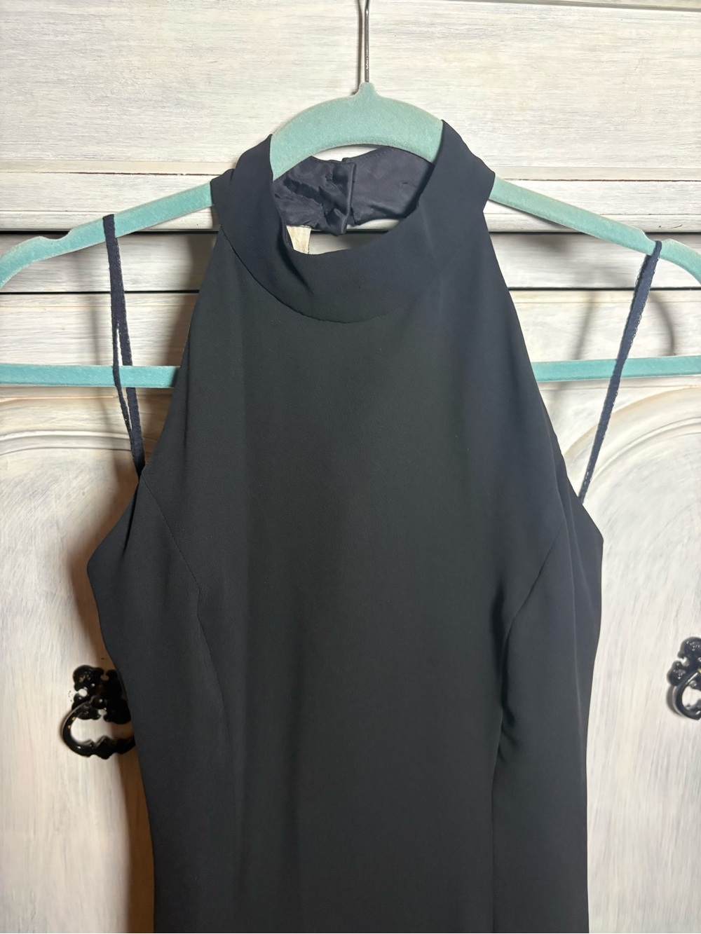Vintage Jessica Howard Black Pearl Detail Halter Cocktail Dress Flare 90’s - Picture 4 of 9